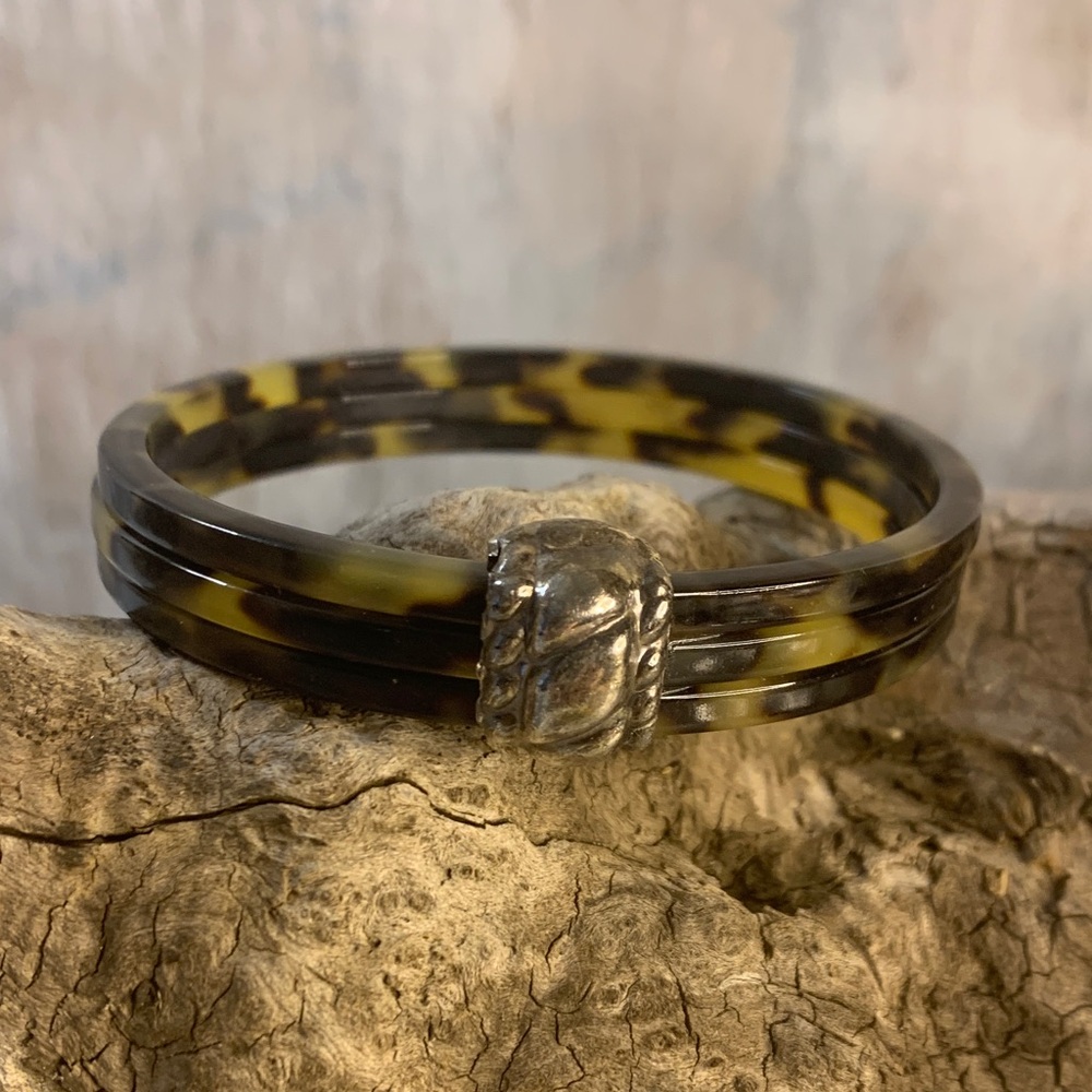 925 Sterling Tortoise Shell Patterned Bracelet - image 1